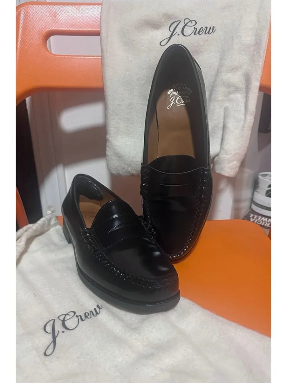 Men's Superior BOOTS & SHOES by J. CREW Black Leather Loafers with tassels 8.5